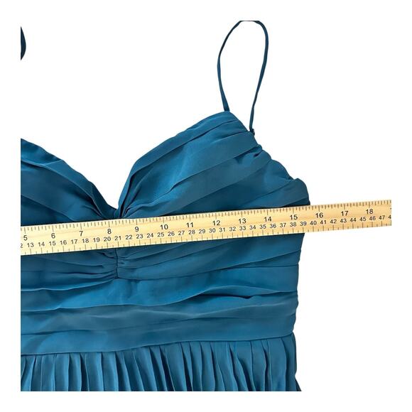 Lulus Sensational Charmer Teal Blue Pleated Sleeveless Maxi Dress Wedding Size M - Picture 8 of 16